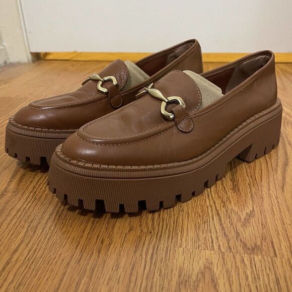 AREZZO brown leather platform slip on loafer shoes size EU 40 - Picture 8 of 8